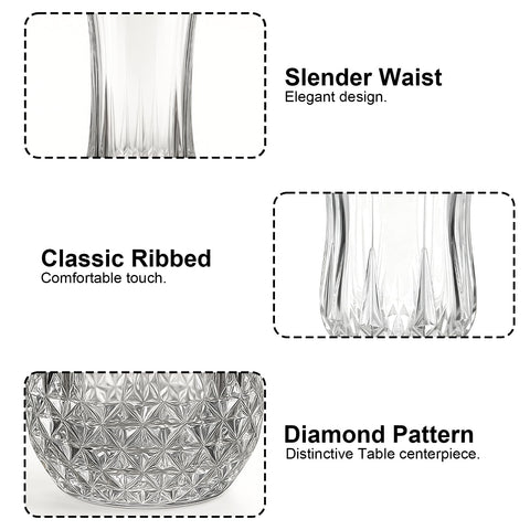 Ruckae glassware with diamond-pattern design for elegant table setting
