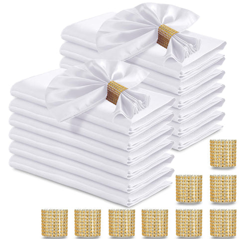 RUDONG M white satin napkins arranged for an elegant wedding table