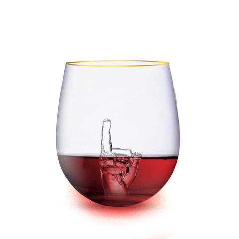 RUGLUSH Middle Finger Glass packaged as a ready-to-gift gag gift idea.