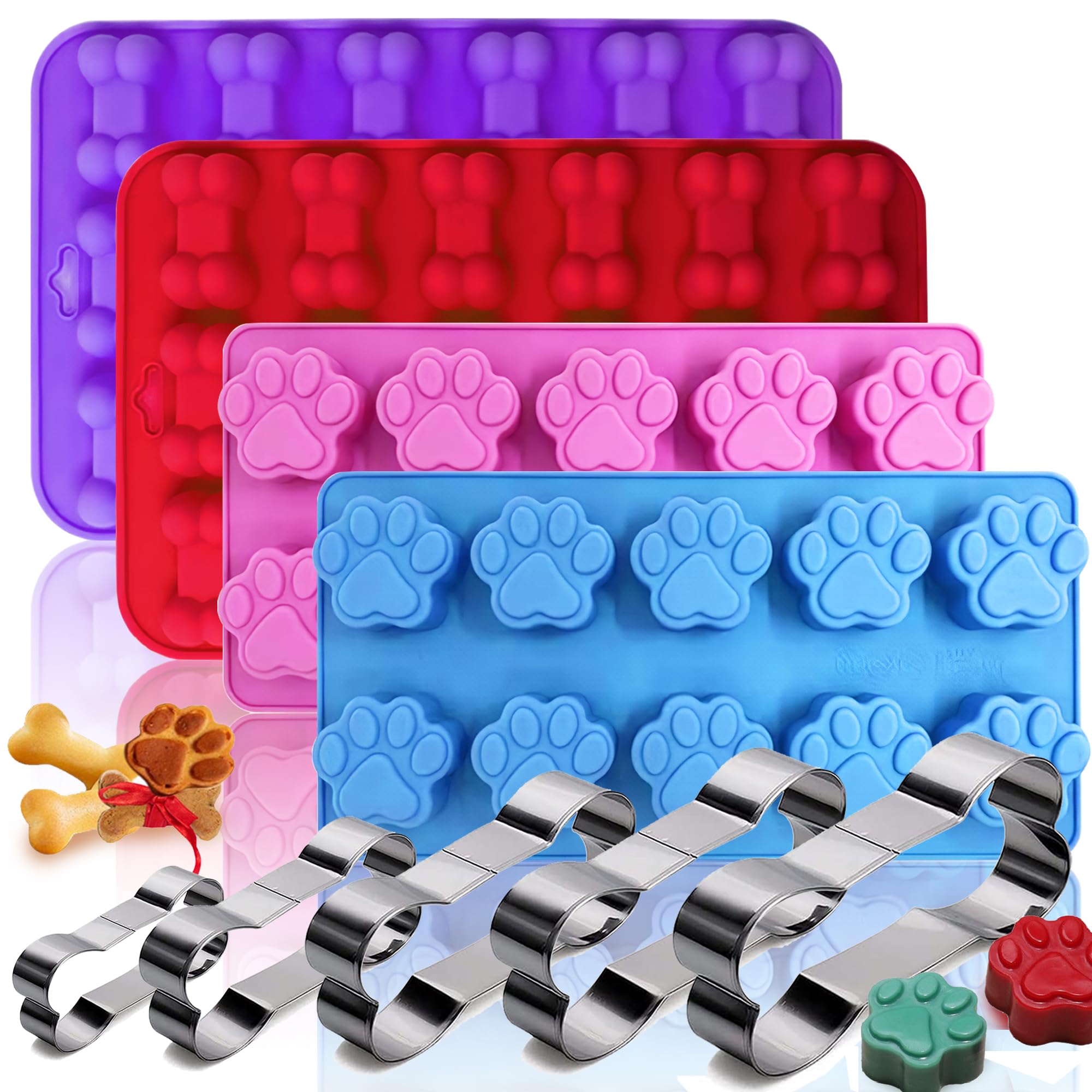 RUGVOMWM puppy paw mold set for chocolate and treats with easy release.