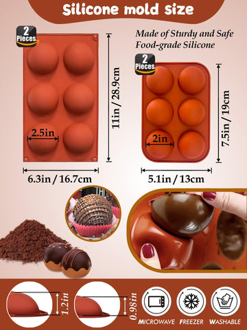RUGVOMWM round molds 2.5-inch cavity ideal for chocolate bombs.