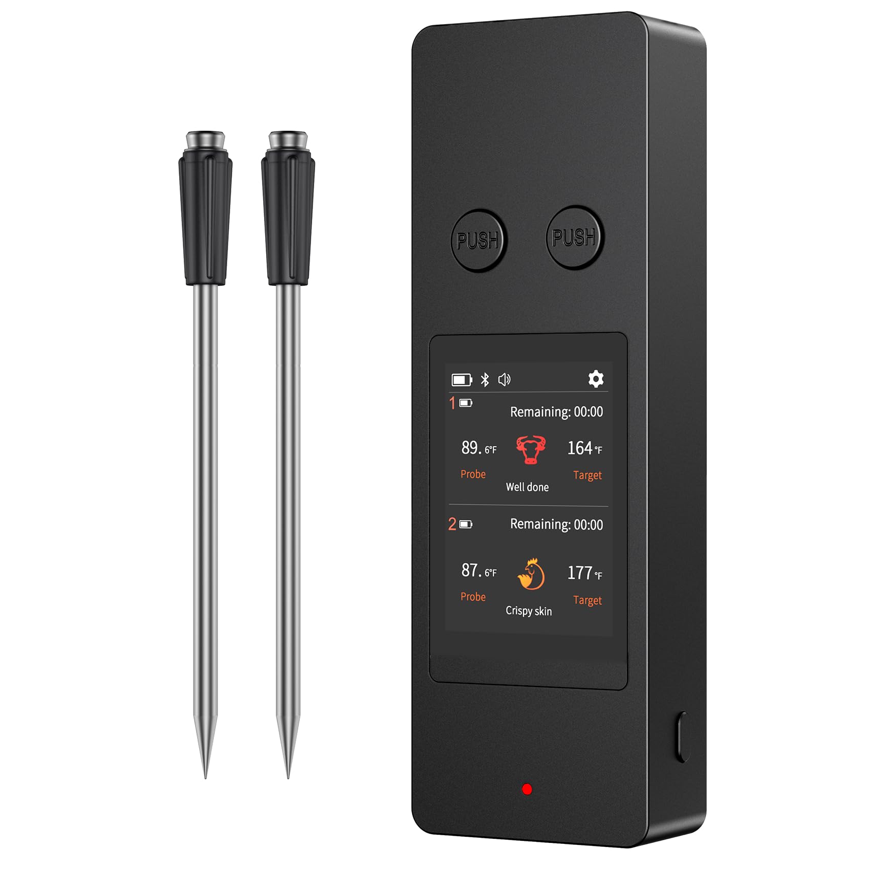 Ruideecook-US dual-probe wireless thermometer monitoring two dishes at once