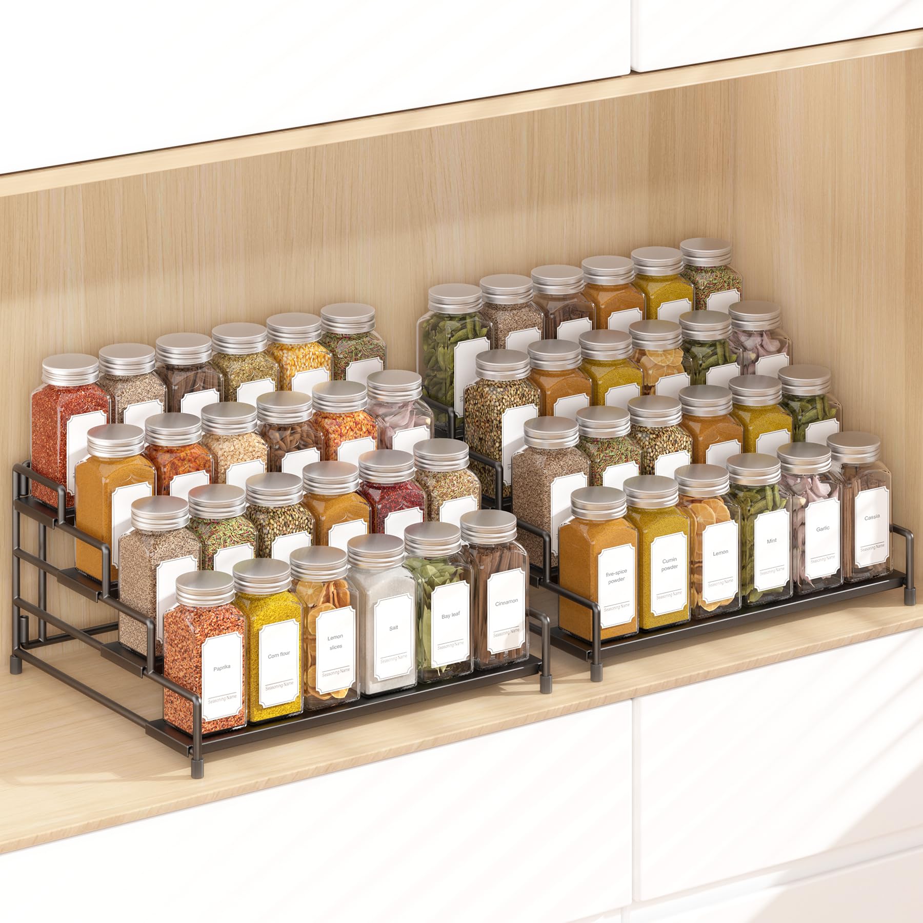 RUILALIFE 4-Tier Spice Rack front view with easy-access jars.