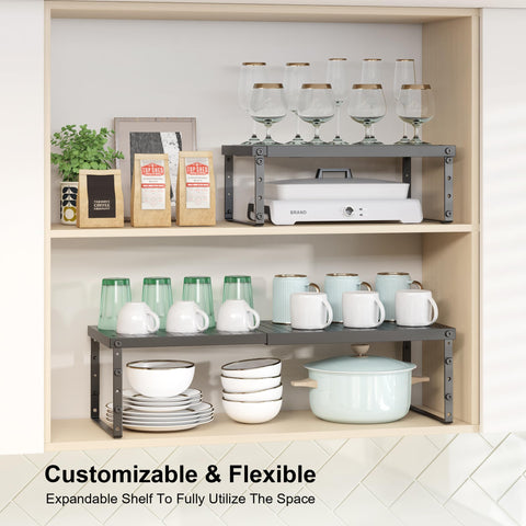 RUILALIFE adjustable-height rack offers three levels to fit bottles, jars, and plates.