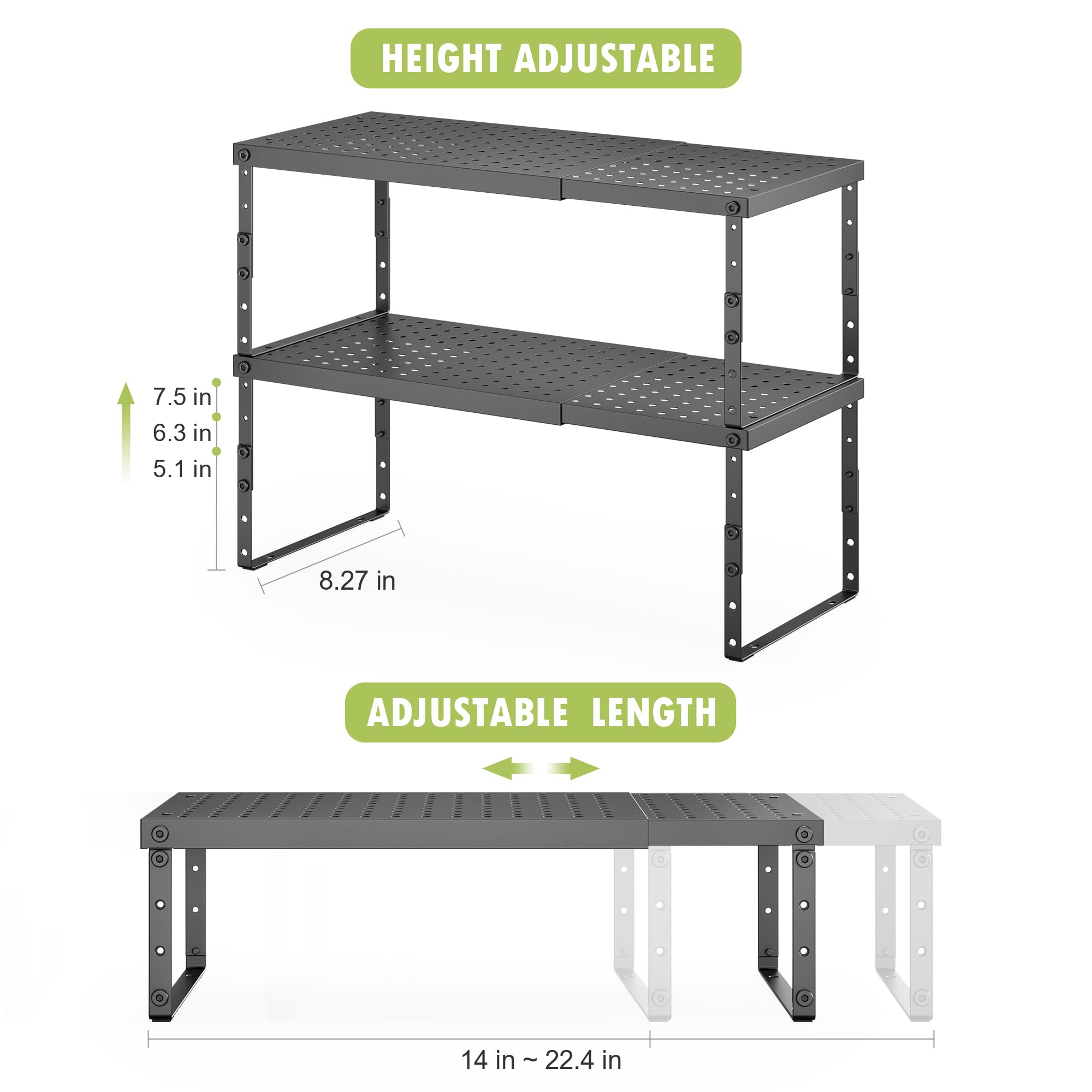 RUILALIFE stackable countertop organizer helps maximize vertical space in kitchens and pantries.