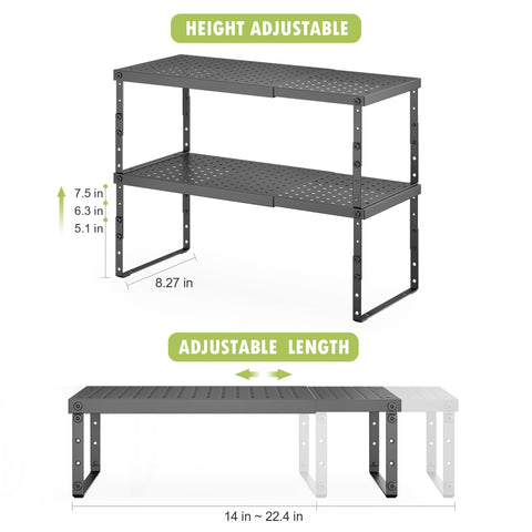 RUILALIFE stackable countertop organizer helps maximize vertical space in kitchens and pantries.
