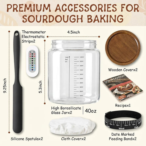 RuileMei sourdough jar with wooden lid for secure, stylish storage.