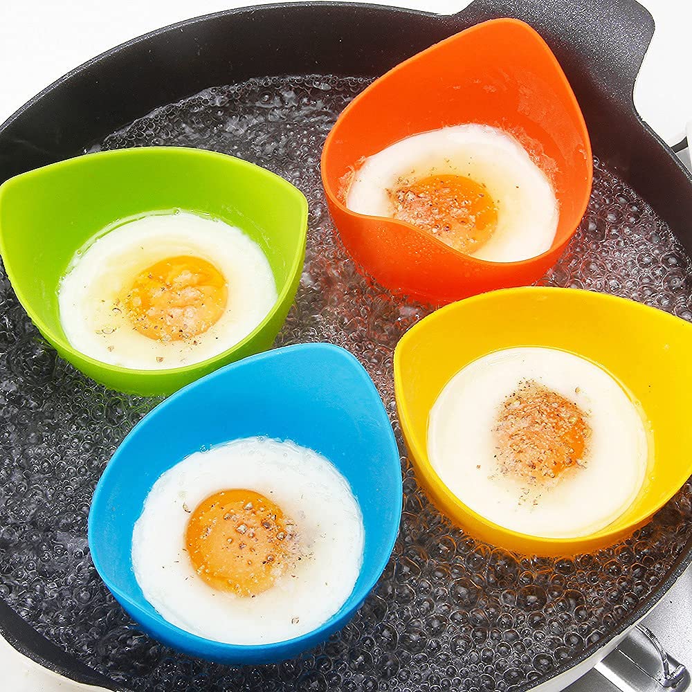 Ruiwin silicone egg poacher cups with ring stand for stable poaching