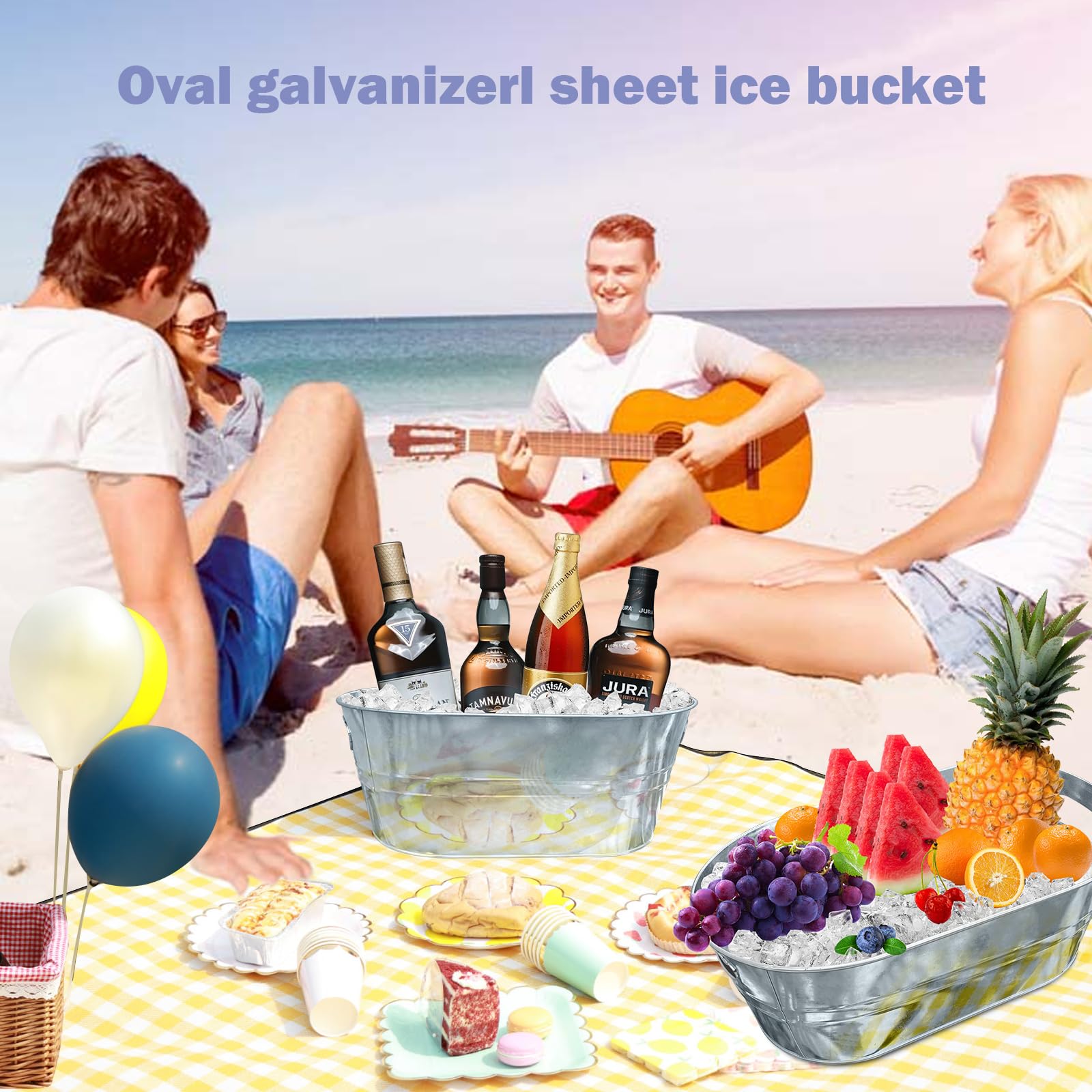 Ruizhihu party table ice bucket doubles as a drinks station.