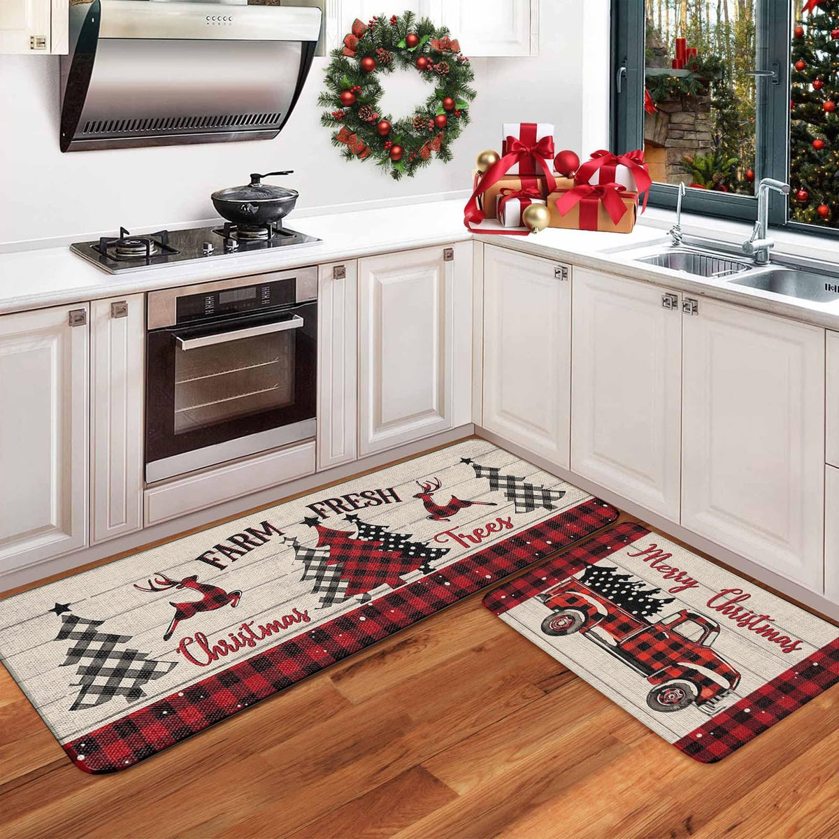 Ruizhuo Christmas kitchen rug 16x24 deer pattern for cozy festive decor