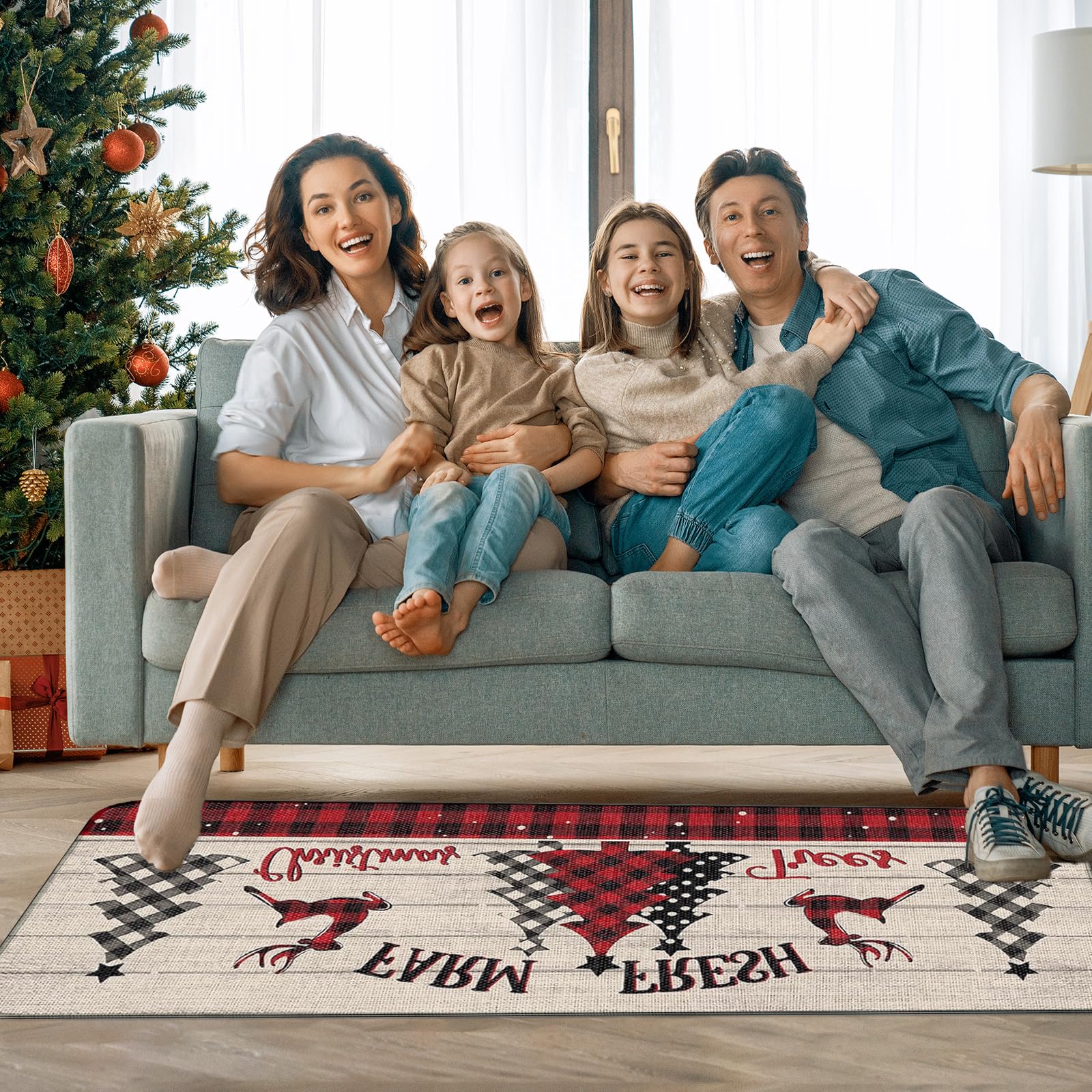 Ruizhuo easy-clean Christmas kitchen rug resists stains