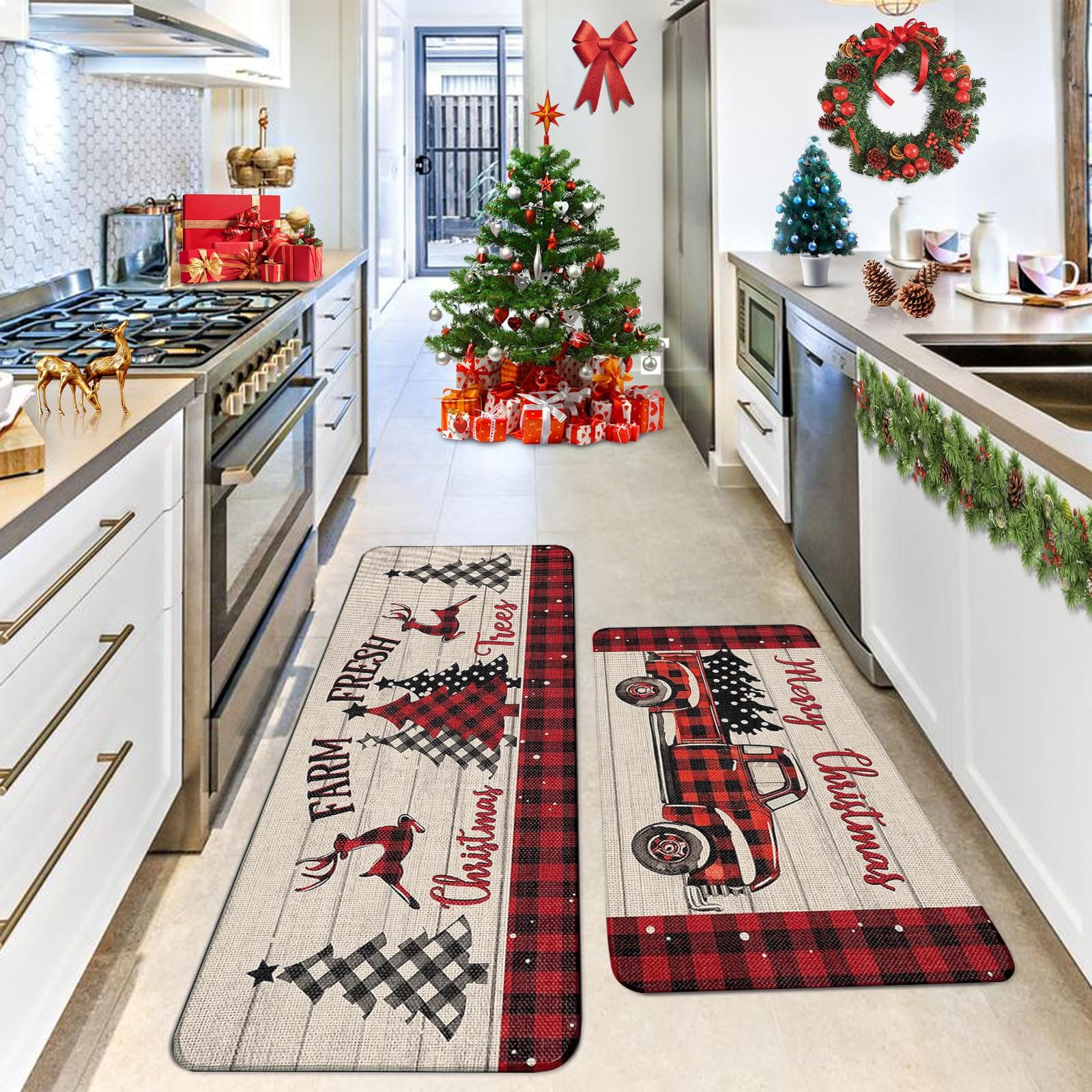 Ruizhuo festive entryway styling with Christmas rug