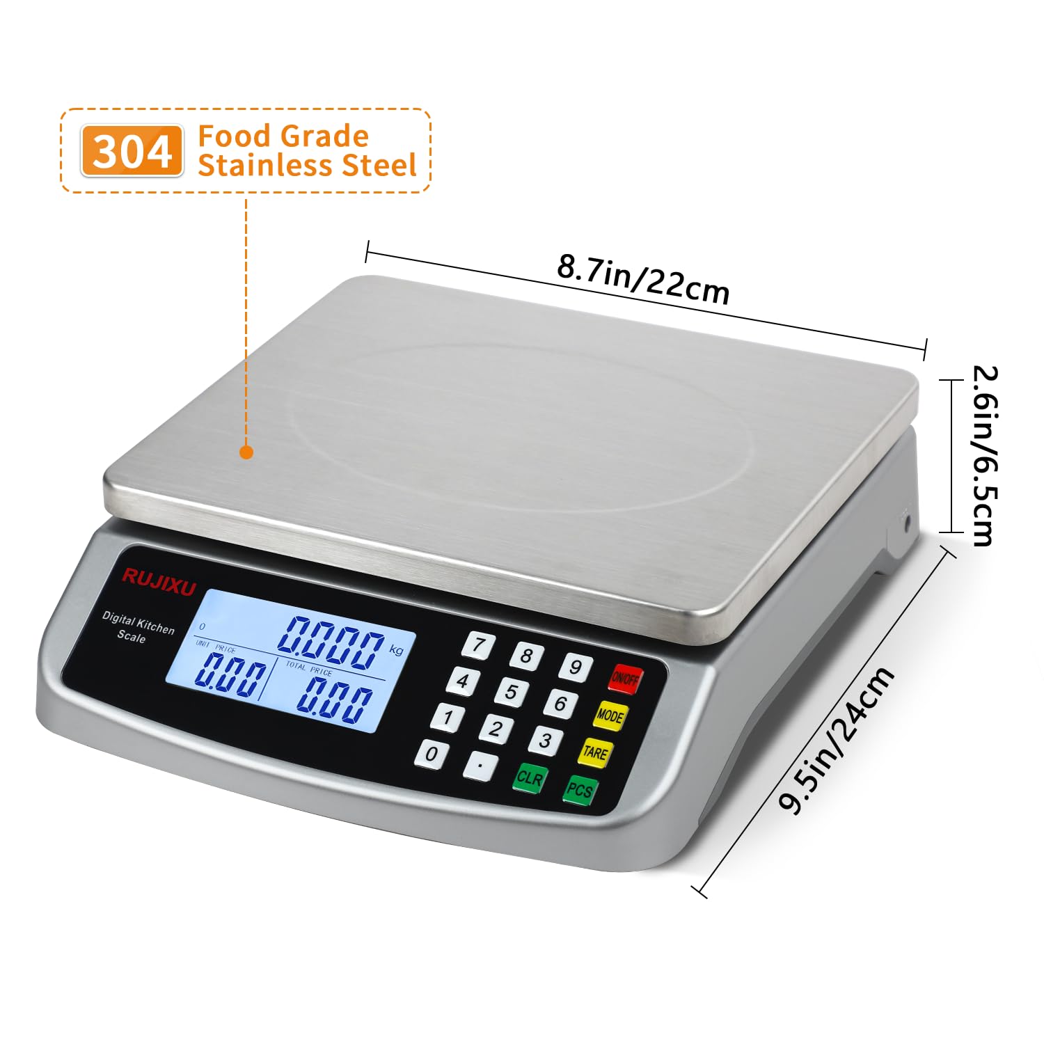 RUJIXU food scale with 304 stainless steel platform