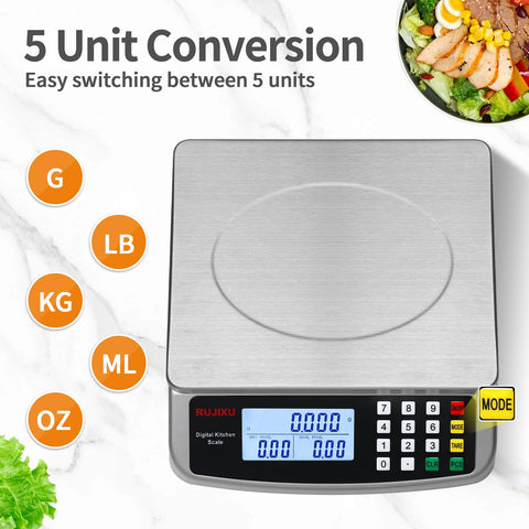 RUJIXU 40kg capacity supports precise portioning for baking and meat