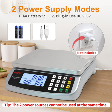 RUJIXU scale offers battery or USB power for flexibility