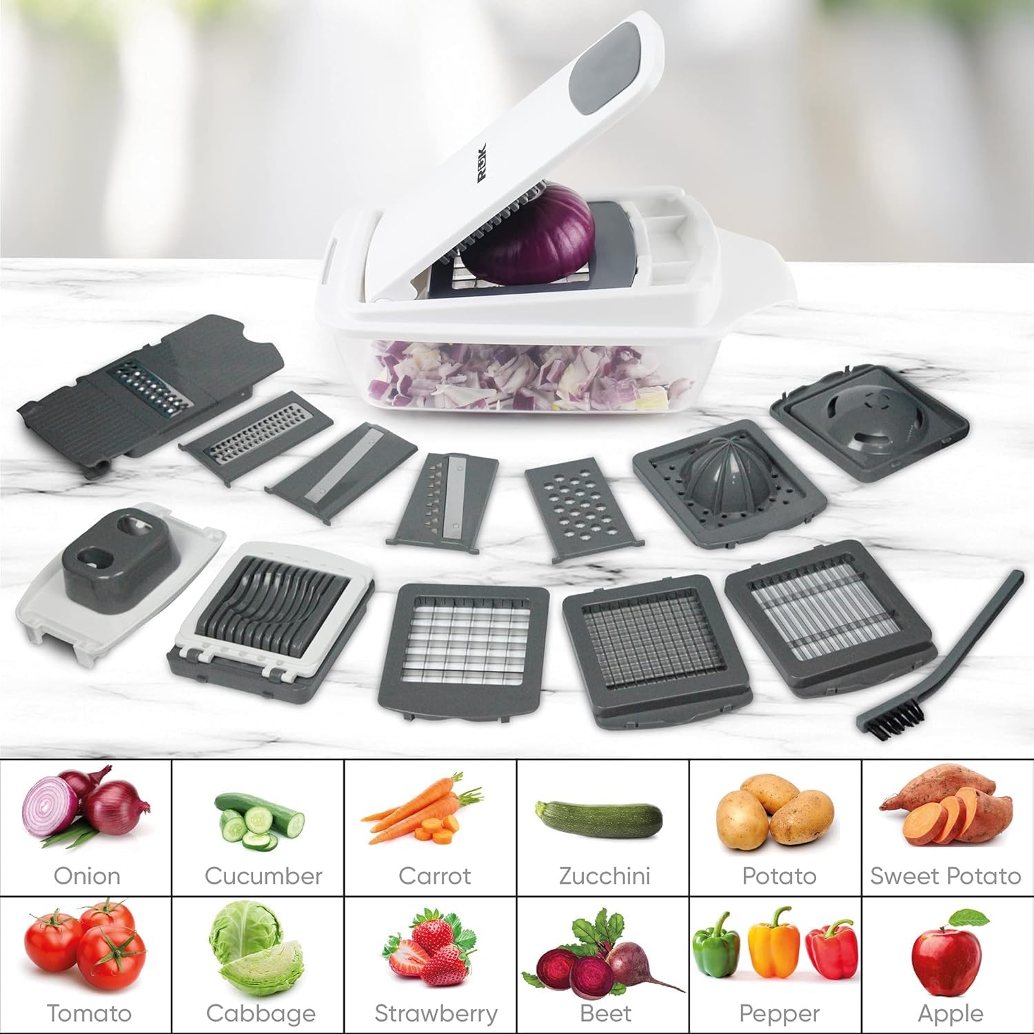 RüK egg-slicer provides even slices for salads and garnishes.