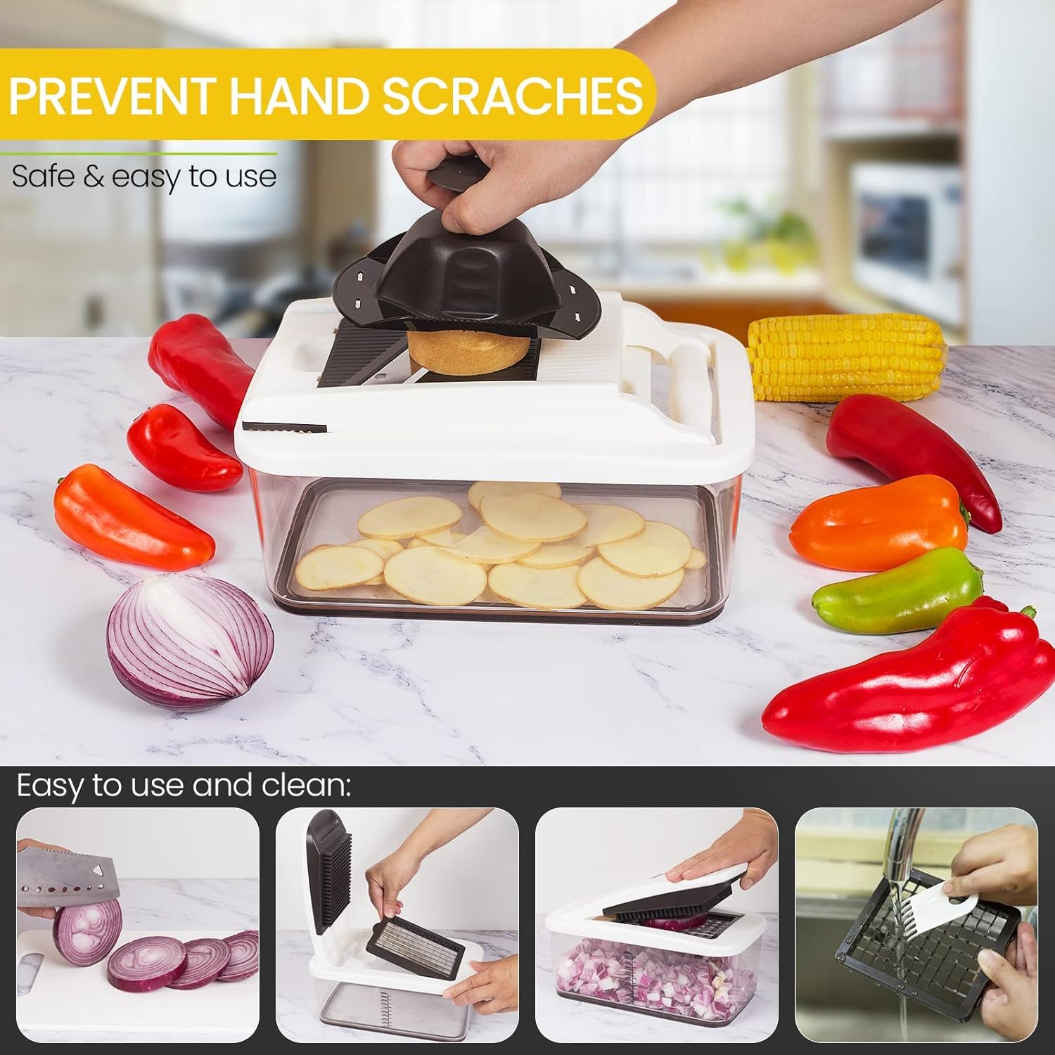 RüK Vegetable Chopper cleaning brush simplifies post‑use cleanup