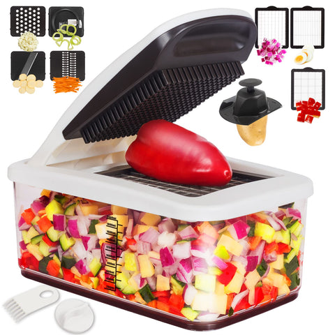 RüK Vegetable Chopper dice-slice blades deliver uniform cuts quickly
