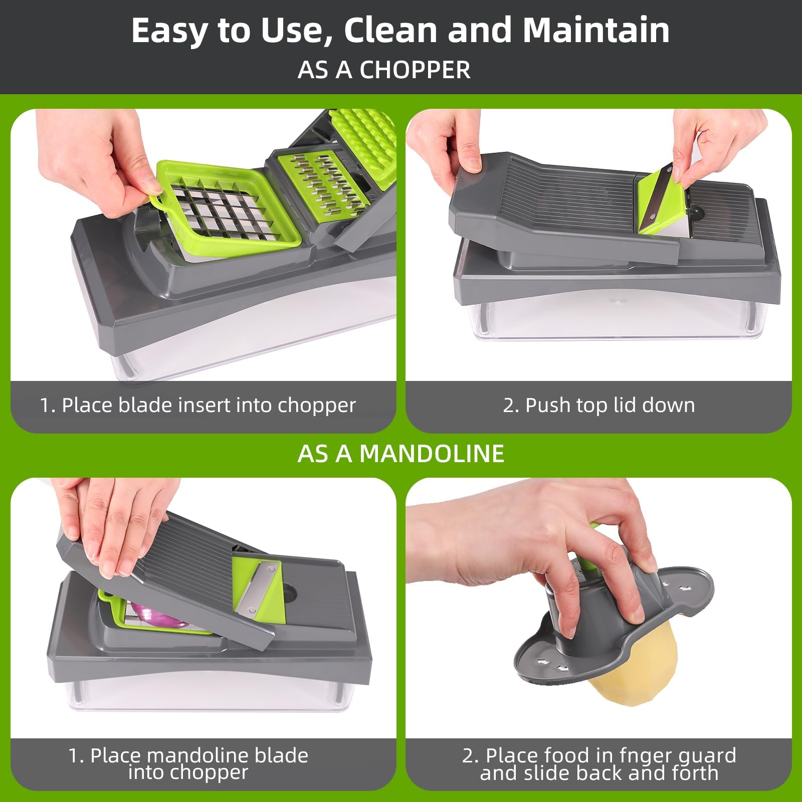 RüK onion cutter blade makes quick, even chopping for home cooking