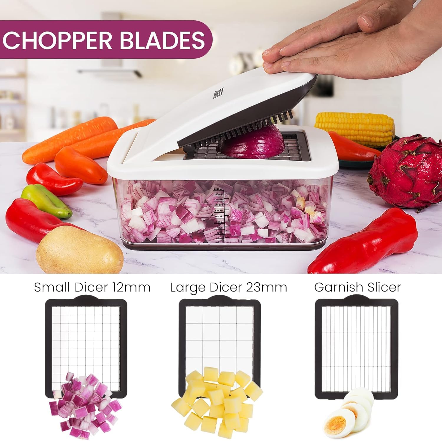 RüK Vegetable Chopper spiralizer four blades create colorful veggie noodles