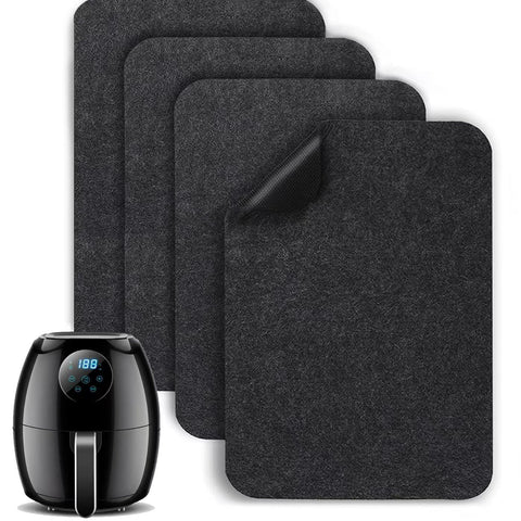 Runeaoys heat-resistant mats under the air fryer on a countertop protect surfaces.