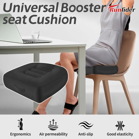 Runfider car booster non-slip-base keeps the cushion secure on various seats.