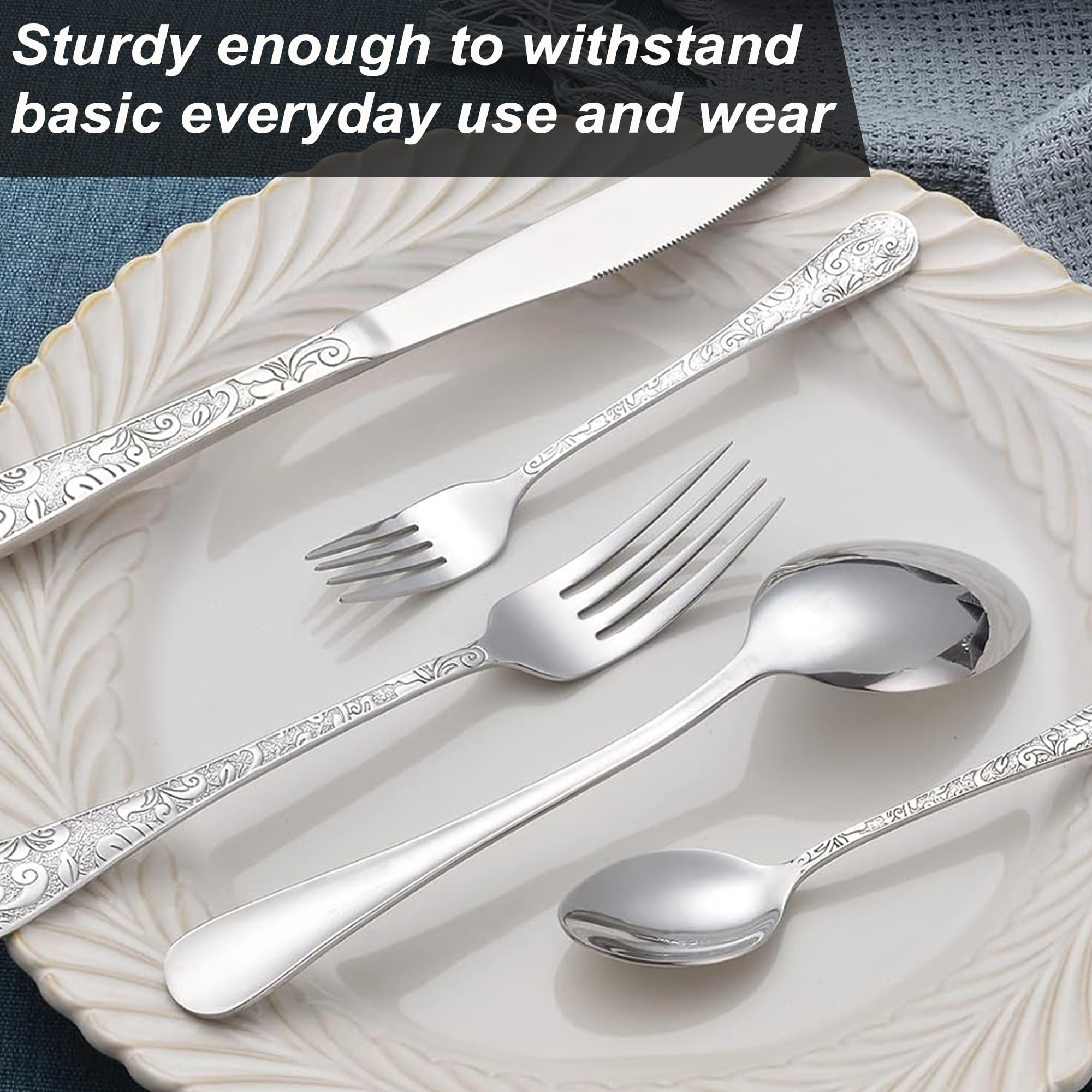 Runfly flatware set well-balanced with comfortable hand feel for easy use