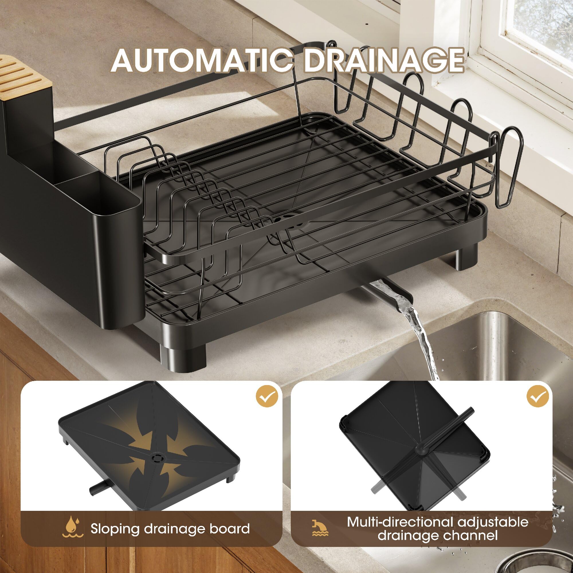 Runnatal 3-in-1 rack with cup holder and utensil block