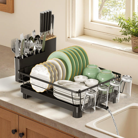 Runnatal dish drying rack with drainboard for efficient countertop drying