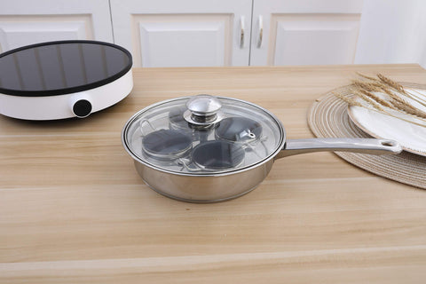 RUNZI egg poacher pan lid with steam vent ensures moisture control while poaching.
