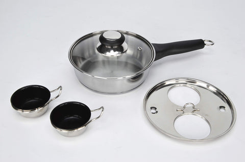 RUNZI stainless steel poacher pan delivers even heat on induction stoves.