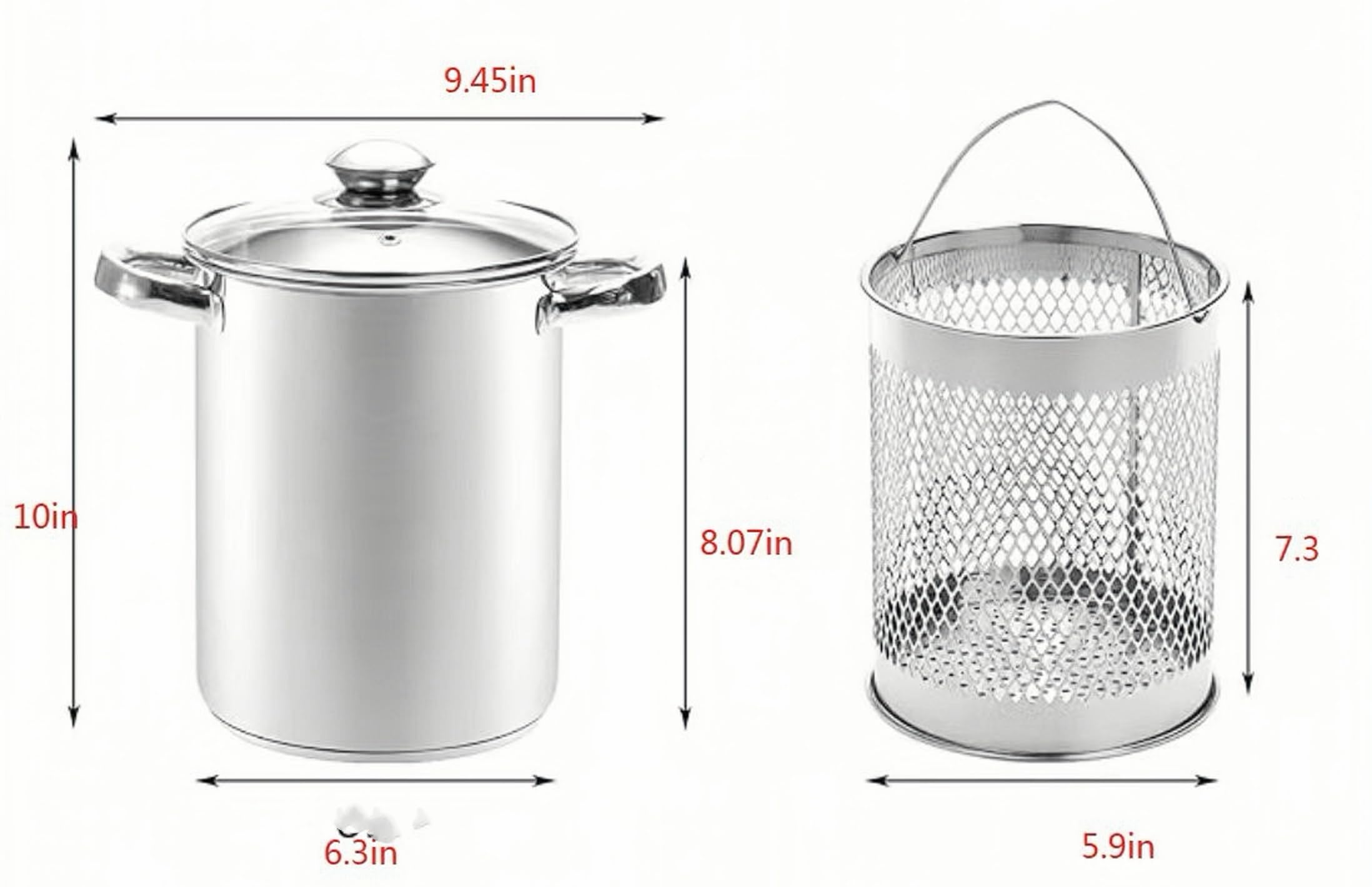 RUNZI chromed wire steamer basket for upright steaming and easy draining.