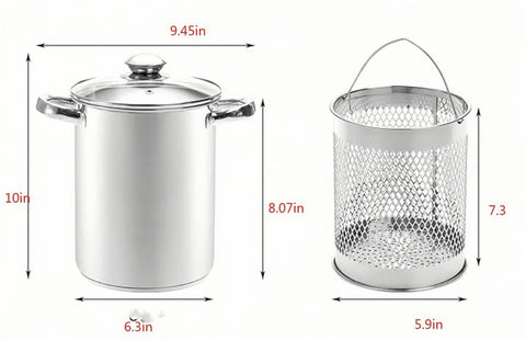 RUNZI chromed wire steamer basket for upright steaming and easy draining.