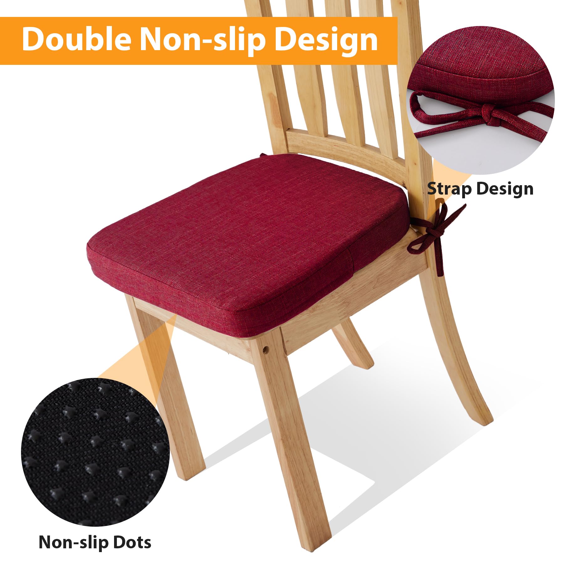 Ruqmuis cushion back with non-slip grip helps keep your chair in place.
