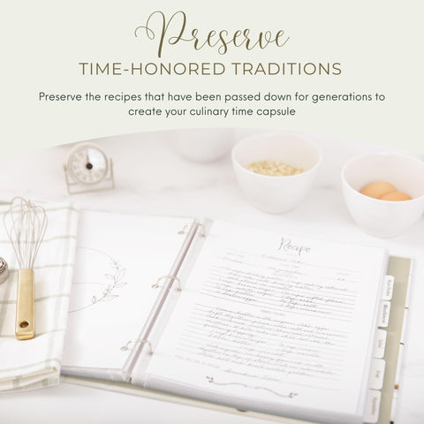 Rural Roots recipe binder organized kitchen notes for quick meal planning.