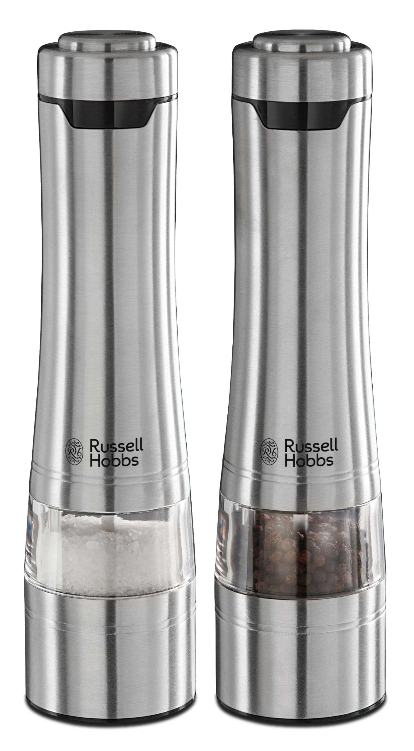 Russell Hobbs battery-powered mills offer cordless convenience on countertops.