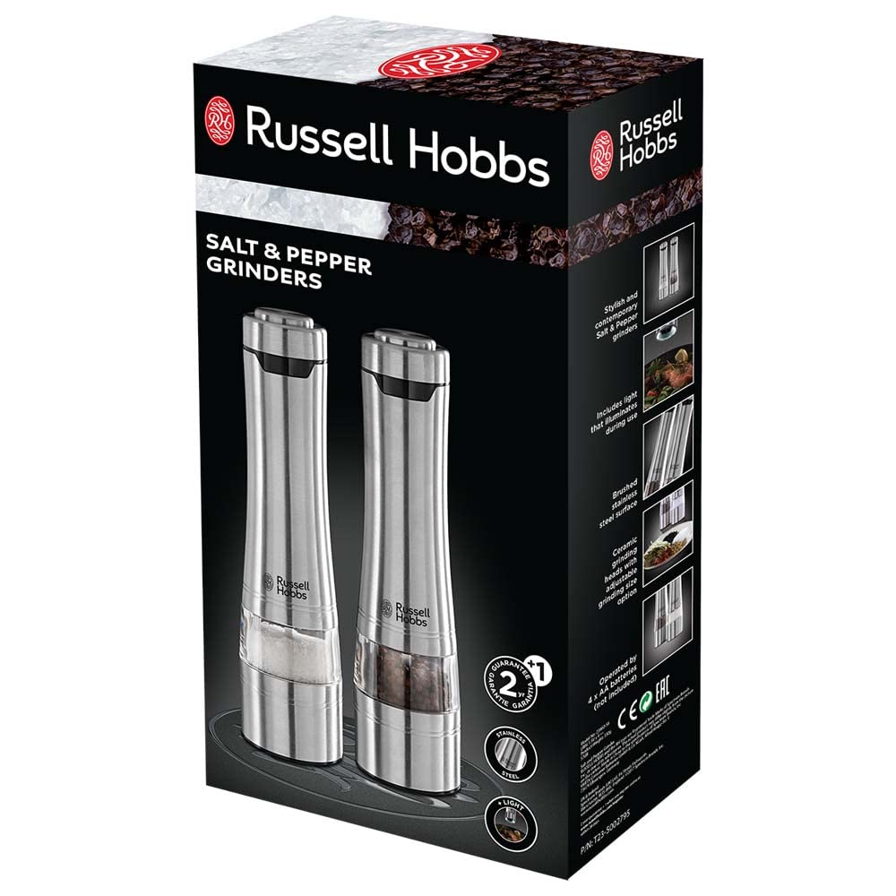 Russell Hobbs brushed metal finish resists fingerprints for a clean appearance.