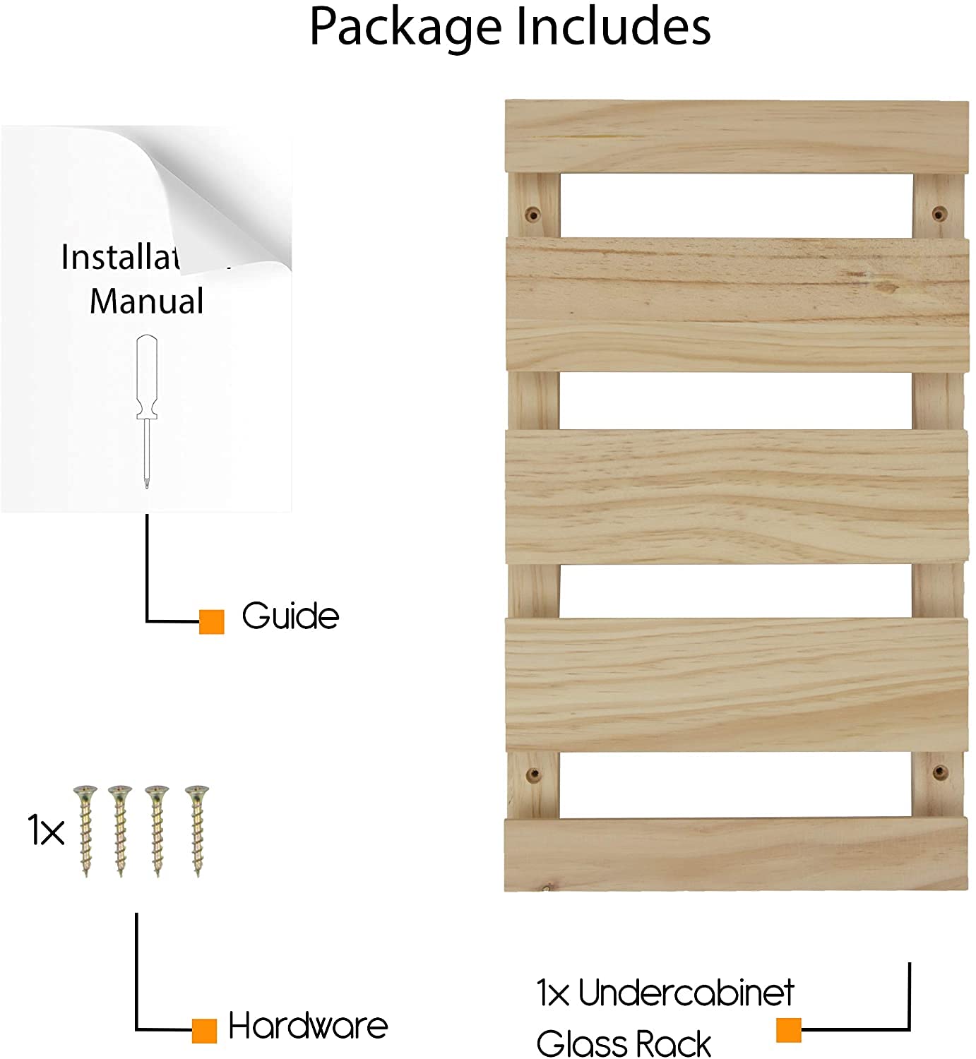 Rustic State Eze hardwood rack adds warm natural charm to bar or kitchen.