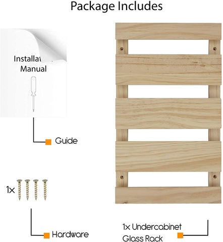 Rustic State Eze hardwood rack adds warm natural charm to bar or kitchen.