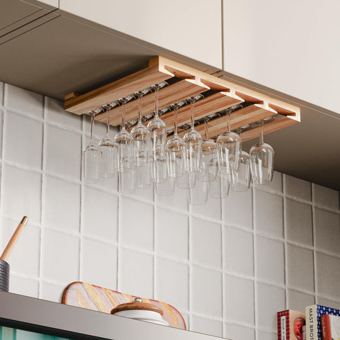 Rustic State Eze wooden rack in natural finish complements kitchen decor.