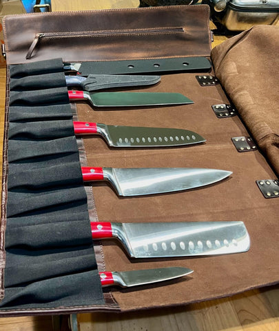 RUSTIC TOWN knife roll in closed view, compact protection for blades.