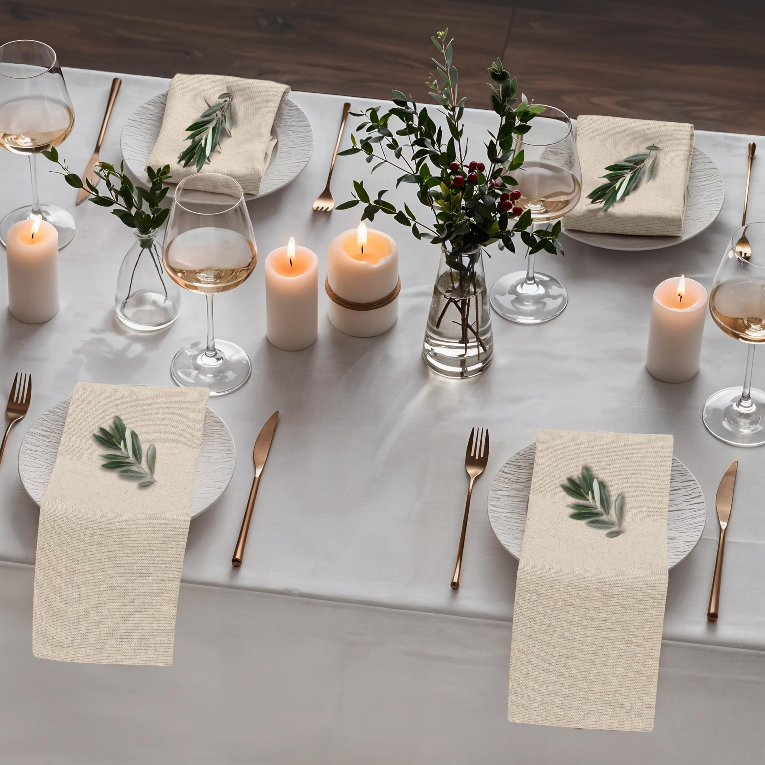 Ruvanti linen napkins 18x18 inch size shown for versatile dining use.