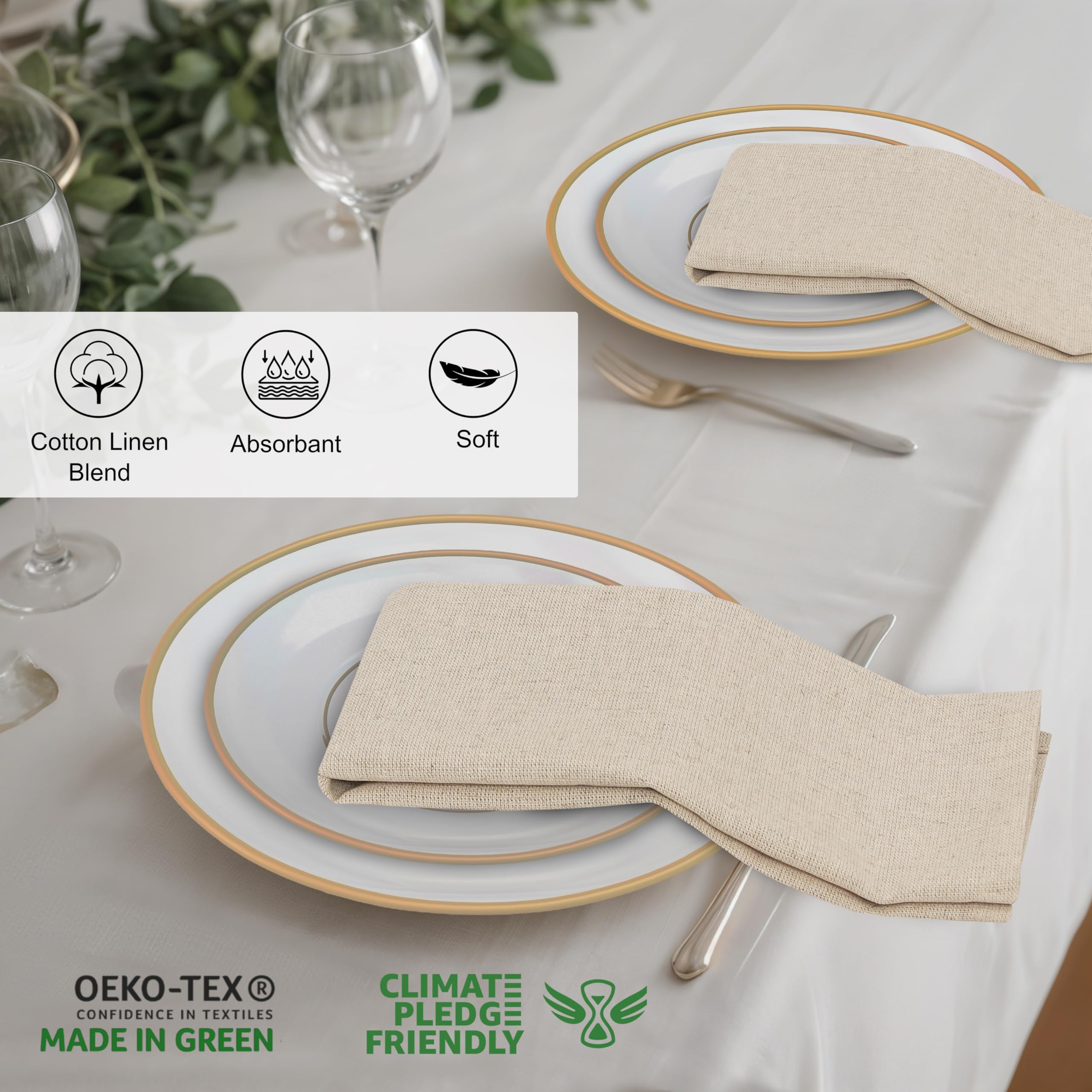 Ruvanti pack of 6 linen napkins for weddings and parties.