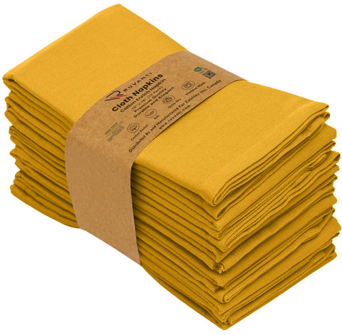 Ruvanti mustard napkins 18x18 flatlay highlighting durable, reusable dining essentials for events