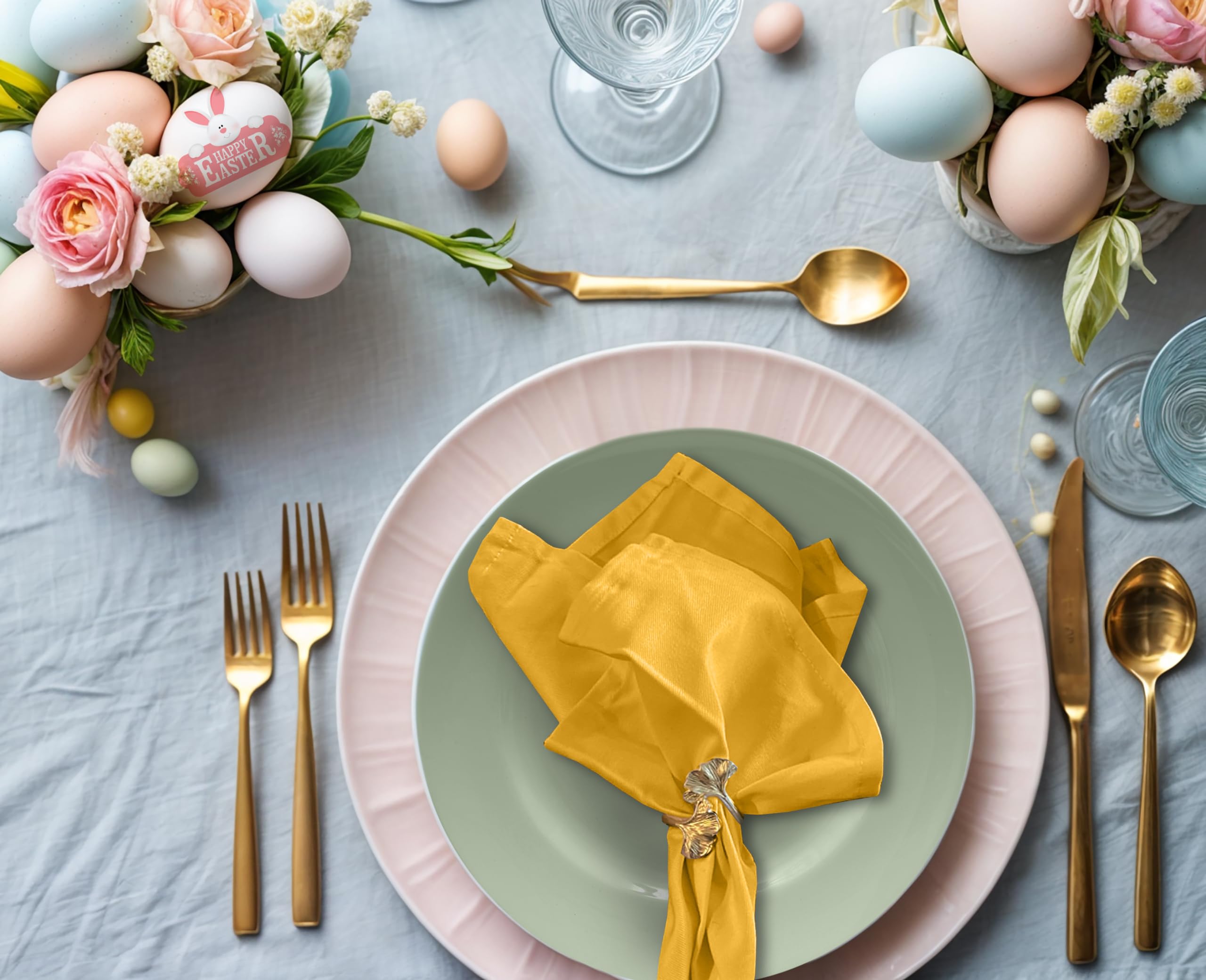 Ruvanti mustard napkins on banquet table setting