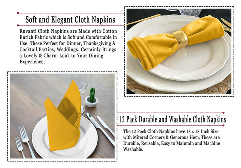 Ruvanti 12-pack mustard napkins with cotton blend texture