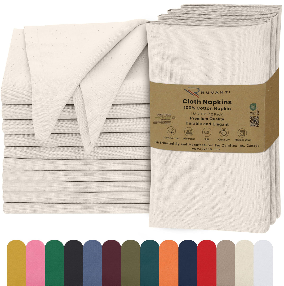 Ruvanti napkins 12-piece set on table for elegant dining.
