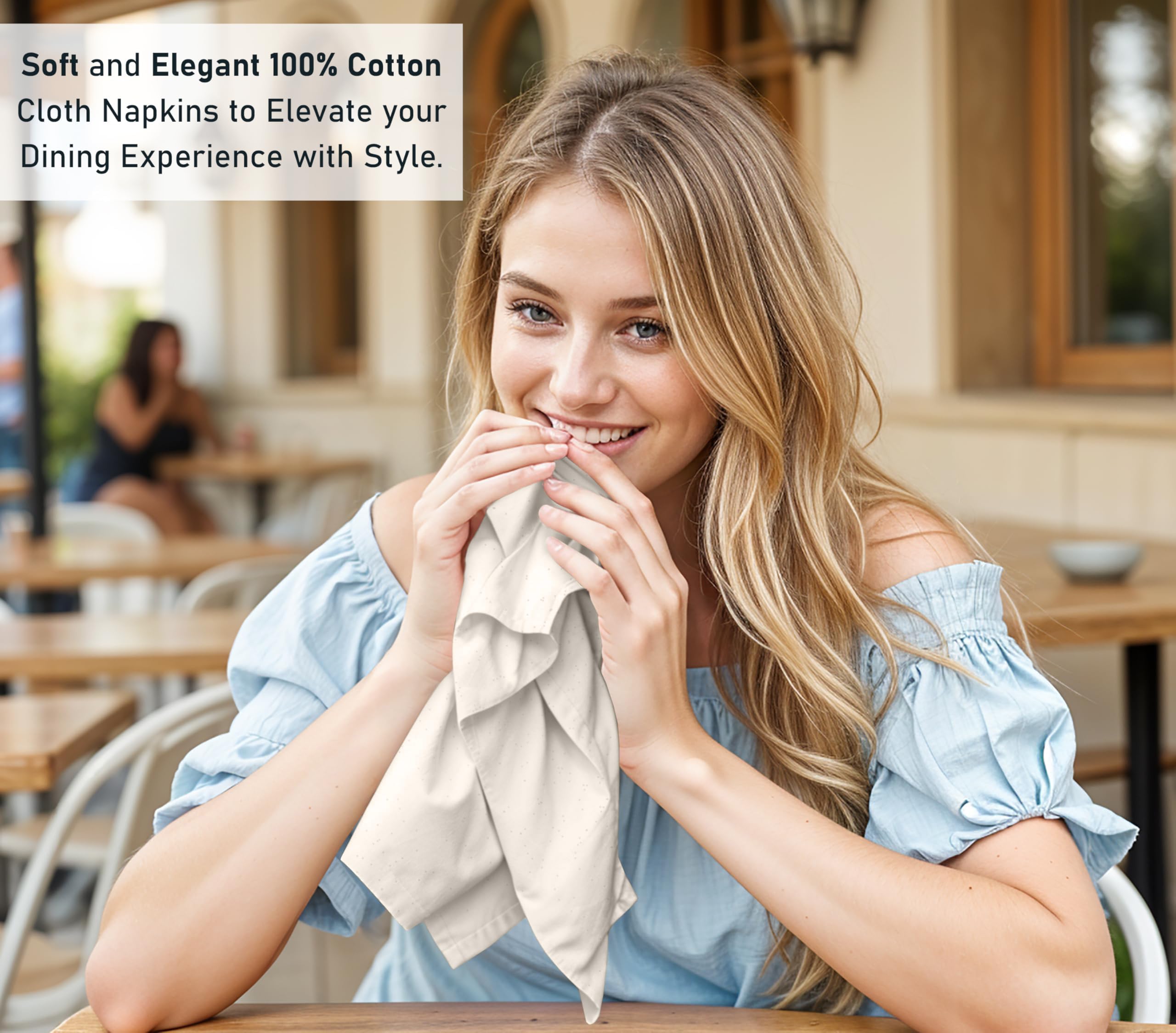 Ecofriendly, reusable Ruvanti napkins reduce waste at meals.