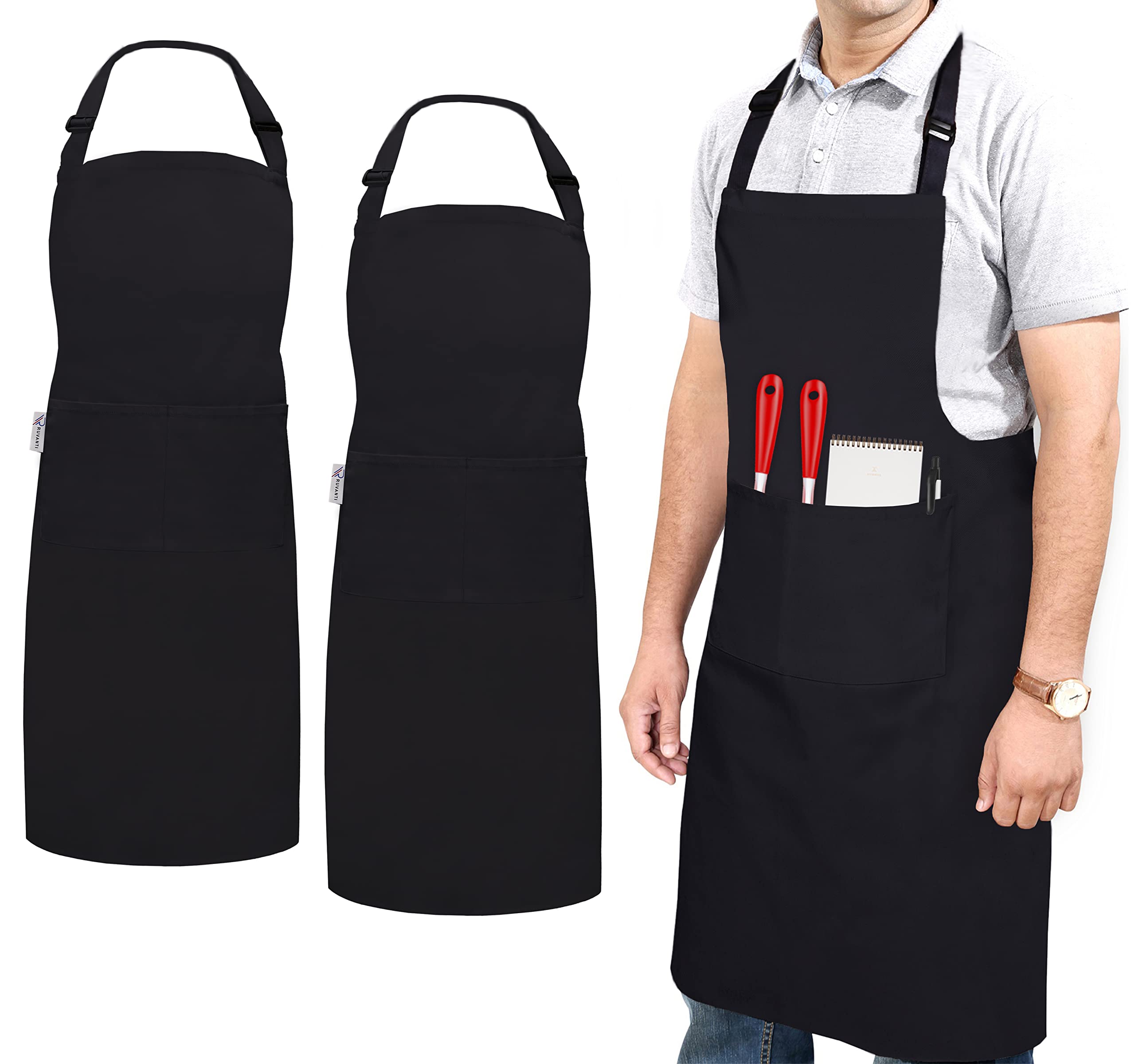 RUVANTI work apron with pockets keeps tools within reach while cooking or grilling