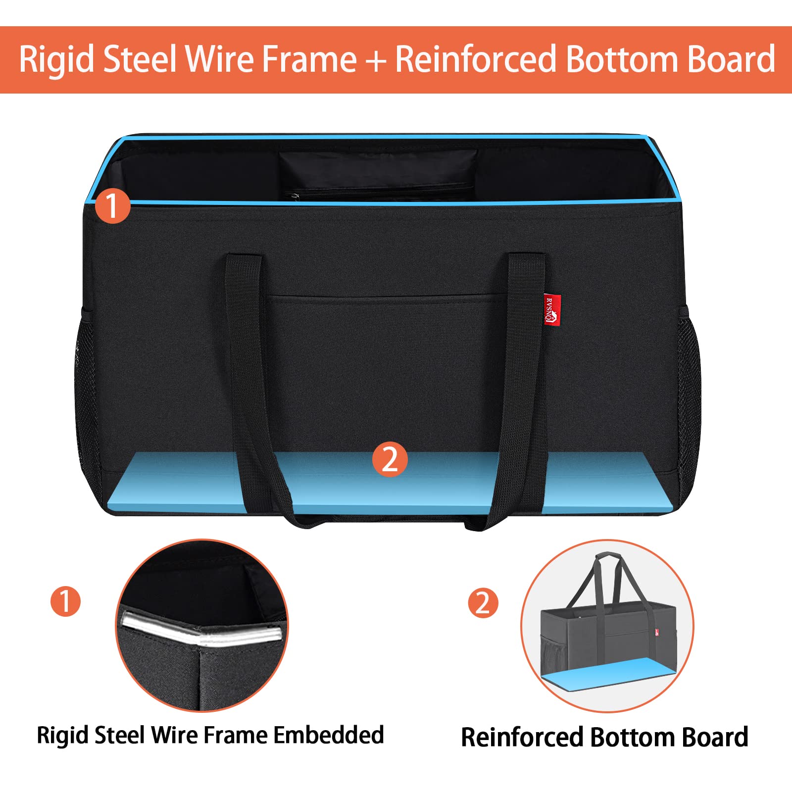 RVSNQ Tote has side mesh pockets for cups and water bottles.